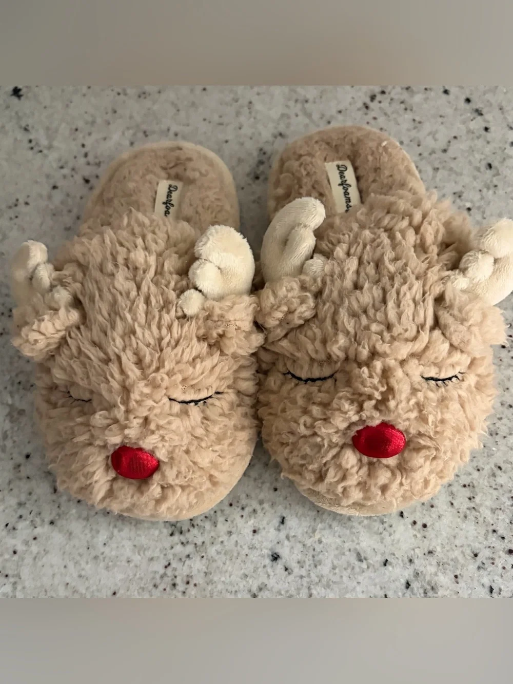 Christmas Reindeer Holiday Plush Slippers